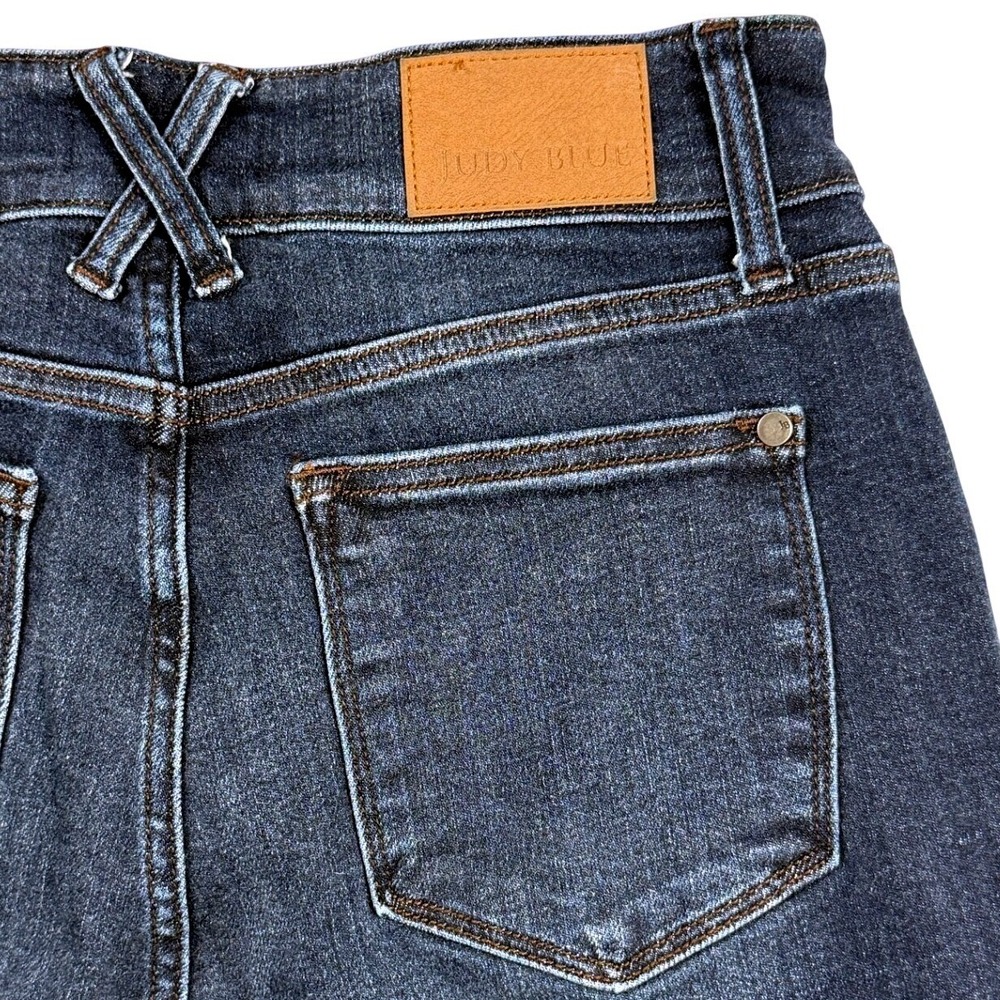 Judy Blue Womens High Rise Wide Leg Jeans Dark Wash Double Button Size 9/29